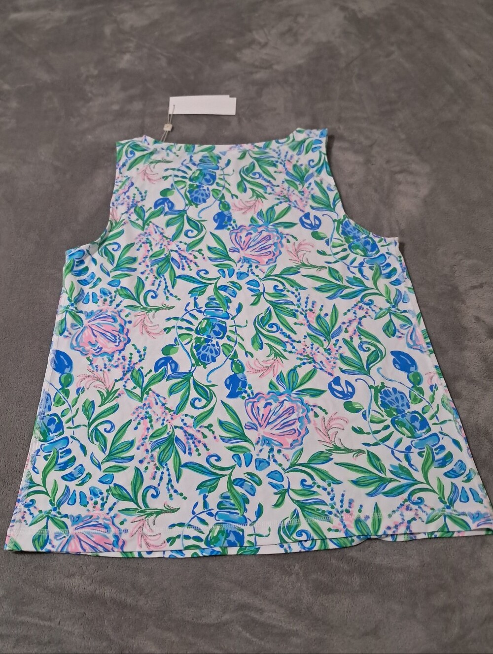 Lilly Pulitzer Luxletic Floral Renay UPF 50+ Tank Top Resort White Sz. L - Picture 2 of 8